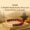 Kashi Siddh 5 Mukhi Rudraksha Bracelet With White Crystals