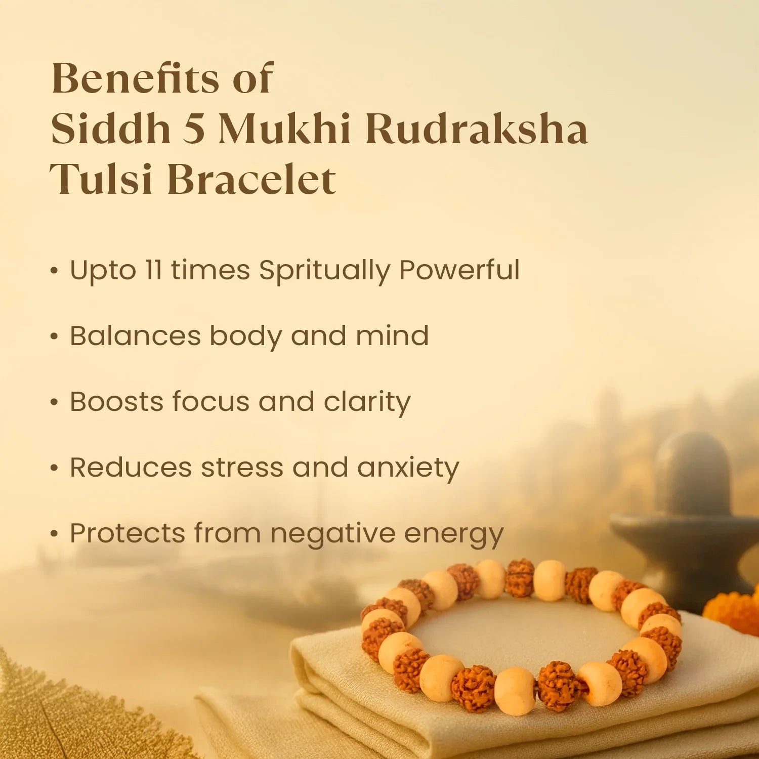 Kashi Siddh 5 Mukhi Rudraksha Tulsi Bracelet