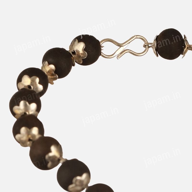 Karungali Malai Silver Cap Plated Necklace