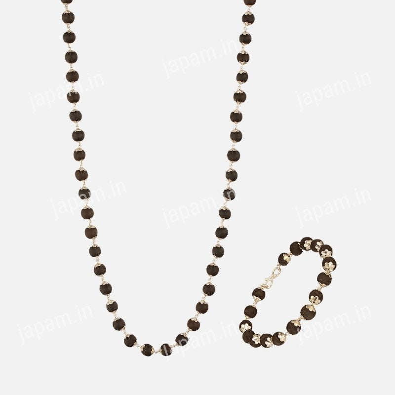 Silver Plated Karungali Mala & Bracelet Combo for Men – Energy, Protection & Style