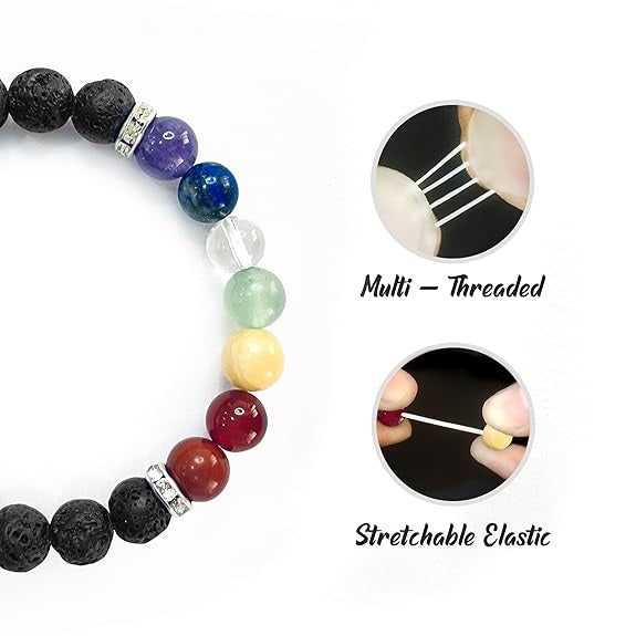 7 Chakra Healing Stones Bracelet for Men & Women | Natural Gemstone Beads Yoga Energy Balance Bracelet | Spiritual Reiki Bracelet Gift