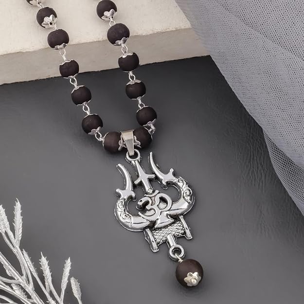 Original Karungali OM Shiva Trishool Mala for Men & Women | Certified Ebony Wood Spiritual Necklace for Meditation, Protection, Energy Healing & Shiva Bhakti"