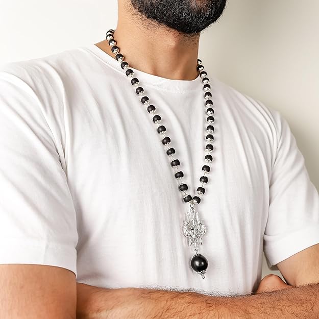 Original Karungali OM Shiva Trishool Mala for Men & Women | Certified Ebony Wood Spiritual Necklace for Meditation, Protection, Energy Healing & Shiva Bhakti"