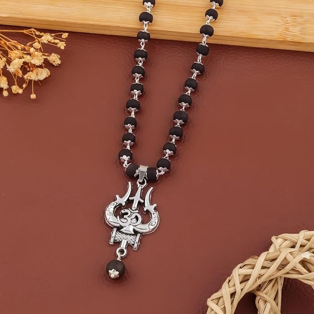 Original Karungali OM Shiva Trishool Mala for Men & Women | Certified Ebony Wood Spiritual Necklace for Meditation, Protection, Energy Healing & Shiva Bhakti"